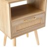 15.75" Rattan End table with drawer and solid wood legs, Modern nightstand, side table for living room, bedroom,natural