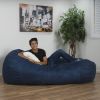 Jasper Traditional 8 Foot Cylindrical Suede Bean Bag, Blue