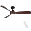 52 in. Outdoor&Indoor 3 Blades Walnut Wood Ceiling Fan with Light and DC Reversible Motor, Remote Control included