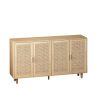 62.20"Elegant and Functional 4-Door Rattan Decorative Storage Cabinet,for Bedroom,Living Room,Office,Easy Assembly