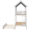 House Bunk Bed with Trundle,Roof and Windows