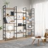 Large Triple Wide Floor Standing Bookcase Display Shelf with Metal Frame