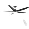 56 in. Outdoor/Indoor Matte Black integrated LED Ceiling Fan with Remote Control, DC Motor