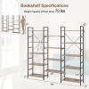 Large Triple Wide Floor Standing Bookcase Display Shelf with Metal Frame