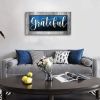 Inspirational Quotes Wall Art for Living Room|Grateful Signs for Home Decor|Grateful Wall Decor|Blue Family Canvas Print Poster Painting Picture Artwo