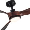 52 in. Outdoor&Indoor 3 Blades Walnut Wood Ceiling Fan with Light and DC Reversible Motor, Remote Control included