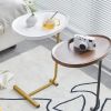 2-pieces Brown C-shaped Side Table, Small Sofa Table for Small Spaces, Living Room, Bedroom