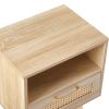 15.75" Rattan End table with drawer and solid wood legs, Modern nightstand, side table for living room, bedroom,natural