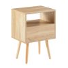 15.75" Rattan End table with drawer and solid wood legs, Modern nightstand, side table for living room, bedroom,natural