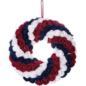 Patriotic Americana Wreath;  Boxwood Handcrafted Memorial Day Wreath Festival Garland Decoration (Color: Color 2, size: 10in)