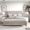 Queen Size Storage Bed Velvet Upholstered Platform Bed with a Big Drawer