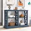 Console Table with 3-Tier Open Storage Spaces and 'X' Legs, Narrow Sofa Entry Table for Living Room, Entryway and Hallway