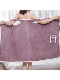 1pc Quick Drying Wearable Bath Towel with Bowknot for Adults (Color: Purple, size: one-size)