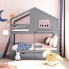 Twin over Twin Bunk Bed with 2 Drawers;  1 Storage Box;  1 Shelf;  Window and Roof