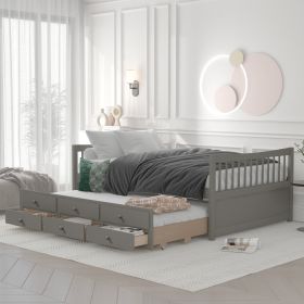 Full size Daybed with Twin size Trundle and Drawers;  Full Size (Color: Gray)