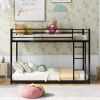 Twin over Twin Metal Bunk Bed;  Low Bunk Bed with Ladder