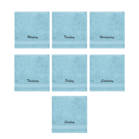 Customized Seven Days Towels - Washcloths - Set of 2 (Color: aqua)