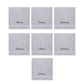 Customized Seven Days Towels - Washcloths - Set of 2 (Color: Light Grey)