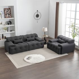 Oversized Couch Modern Living Room Sofa with 26.77 Inch Deep Seat, Extra Large Couches with 2 Pillows Comfy Fabric Tufted Loveseat Sofas 90 Inch Wide, (Color: Dark Grey)