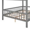 Full Size Wood House Bed with Fence