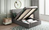 Full size Upholstered Platform bed with a Hydraulic Storage System