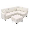 89.8*60.2" Modern Sectional Sofa,5-Seat Modular Couch Set with Convertible Ottoman,L-Shape Linen Fabric Corner Couch Set with 2 Pillows for Living Roo