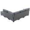 89.8*60.2" Modern Sectional Sofa,5-Seat Modular Couch Set with Convertible Ottoman,L-Shape Linen Fabric Corner Couch Set with 2 Pillows for Living Roo