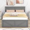 Queen Size Wooden Platform Bed with Four Storage Drawers and Support Legs