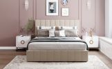 Queen size Upholstered Platform bed with a Hydraulic Storage System - Gray Queen size Upholstered Platform bed with a Hydraulic Storage System - Gray