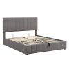 Queen size Upholstered Platform bed with a Hydraulic Storage System - Gray Queen size Upholstered Platform bed with a Hydraulic Storage System - Gray