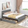 Queen Size Wooden Platform Bed with Four Storage Drawers and Support Legs