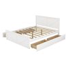 Queen Size Wooden Platform Bed with Four Storage Drawers and Support Legs