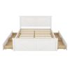 Queen Size Wooden Platform Bed with Four Storage Drawers and Support Legs