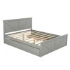 Queen Size Wooden Platform Bed with Four Storage Drawers and Support Legs