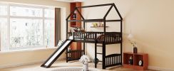 Twin Loft Bed with Slide;  House Bed with Slide