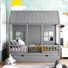 Twin Size Wood House Bed With Twin Size Trundle, Wooden Daybed,