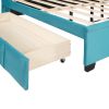 Queen Size Storage Bed Velvet Upholstered Platform Bed with Wingback Headboard and a Big Drawer