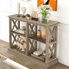 Console Table with 3-Tier Open Storage Spaces and 'X' Legs, Narrow Sofa Entry Table for Living Room, Entryway and Hallway