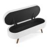 Ottoman Oval Storage Bench,Rubber Wood Legs