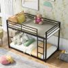 Twin over Twin Metal Bunk Bed;  Low Bunk Bed with Ladder