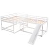 Full and Twin Size L-Shaped Bunk Bed with Slide and Short Ladde