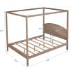 Queen Size Canopy Platform Bed with Headboard and Support Legs