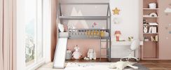 Twin Loft Bed with Slide;  House Bed with Slide