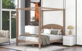 Queen Size Canopy Platform Bed with Headboard and Support Legs