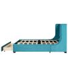 Queen Size Storage Bed Velvet Upholstered Platform Bed with Wingback Headboard and a Big Drawer