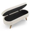 Ottoman Oval Storage Bench,Rubber Wood Legs