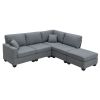 89.8*60.2" Modern Sectional Sofa,5-Seat Modular Couch Set with Convertible Ottoman,L-Shape Linen Fabric Corner Couch Set with 2 Pillows for Living Roo