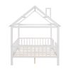 Full Size Wood House Bed with Fence