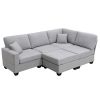 89.8*60.2" Modern Sectional Sofa,5-Seat Modular Couch Set with Convertible Ottoman,L-Shape Linen Fabric Corner Couch Set with 2 Pillows for Living Roo