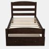 Platform Twin Bed Frame with Storage Drawer and Wood Slat Support No Box Spring Needed